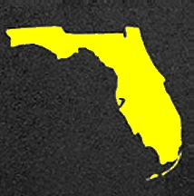 Silhouette of Florida - yellow on black